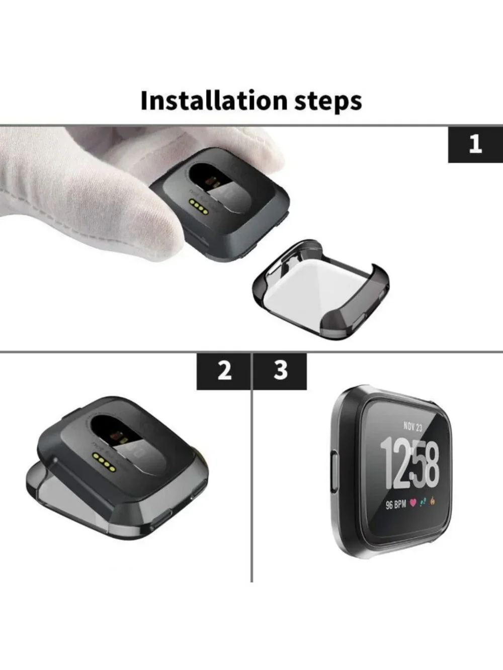 8-Pack Ultra Slim Screen Protector Case for Fitbit Versa - Scratch-Proof TPU